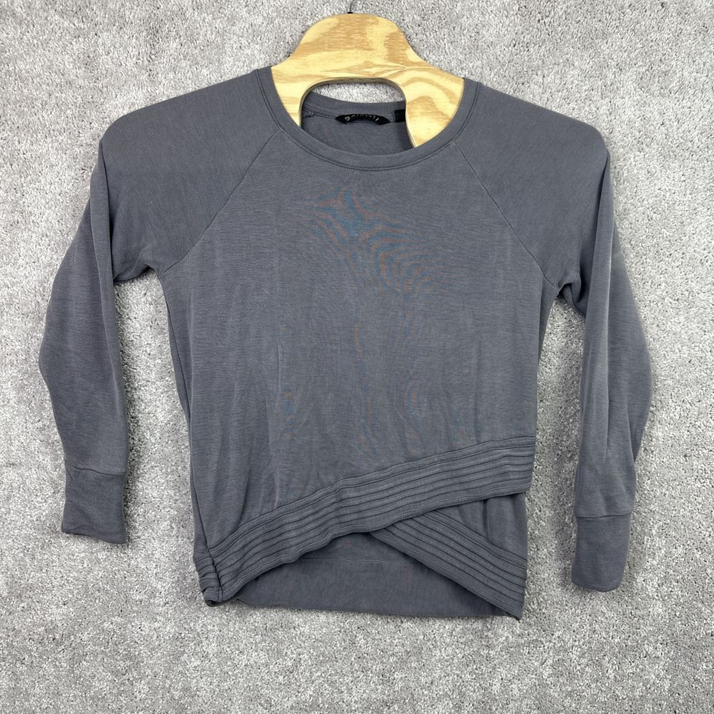 Athleta Womens Serenity Criss Cross Sweatshirt Size M Long Sleeve Gray Modal